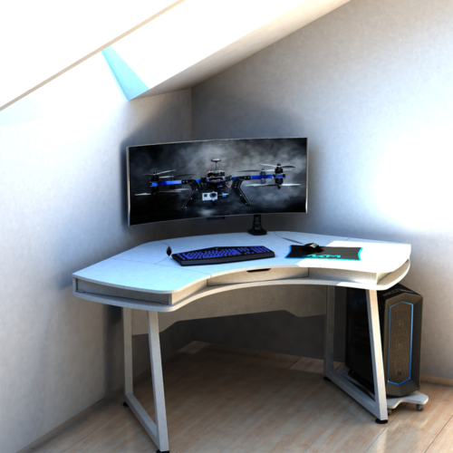 Геймерский компьютерний стіл кутовий XGamer COPTER WHITE Білий